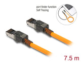 Delock RJ45 Netzwerkkabel mit USB Type-C™ Portfinder Funktion Self Tracing Cat.6A S/FTP 7,5 m orange
