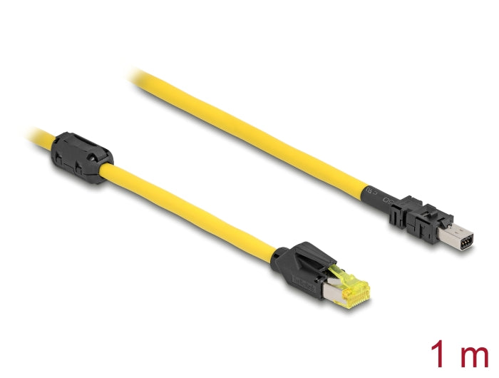 Delock Mini I/O 8 Pin D-Form Typ 2 Stecker zu RJ45 Stecker Cat.6 Kabel 1 m gelb