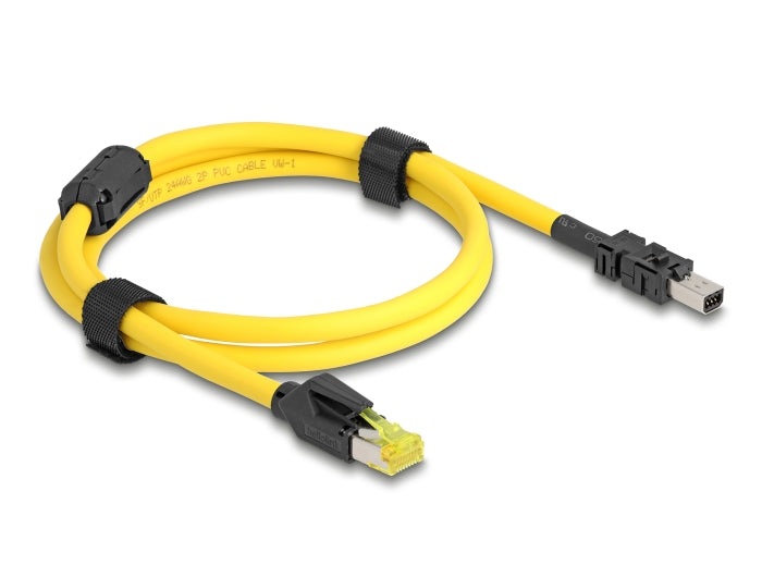 Delock Mini I/O 8 Pin D-Form Typ 2 Stecker zu RJ45 Stecker Cat.6 Kabel 1 m gelb