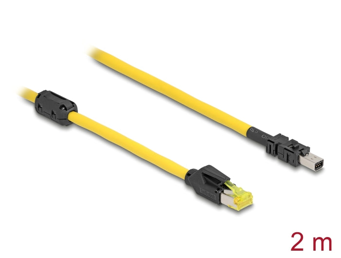 Delock Mini I/O 8 Pin D-Form Typ 2 Stecker zu RJ45 Stecker Cat.6 Kabel 2 m gelb
