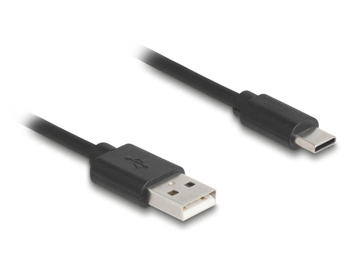 Delock USB 2.0 Spiralkabel USB Typ-A Stecker zu USB Type-C™ Stecker 0,45 m bis 0,75 m schwarz