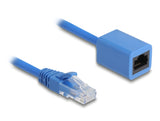 Delock RJ45 Spiralkabel Stecker zu Buchse Cat.6 UTP 0,6 m bis 1,2 m blau