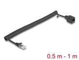 Delock RJ45 Spiralkabel Stecker zu Buchse Cat.5e UTP 0,5 m bis 1 m schwarz