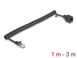 Delock RJ45 Spiralkabel Stecker zu Buchse Cat.5e UTP 1 m bis 3 m schwarz