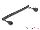 Delock RJ45 Spiralkabel Buchse zu Buchse Cat.5e UTP 0,5 m bis 1 m schwarz