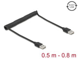 Delock Spiralkabel EASY-USB 2.0 Typ-A Stecker zu EASY-USB Typ-A Stecker 0,5 m bis 0,8 m schwarz