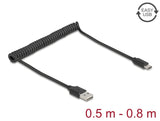 Delock Spiralkabel EASY-USB 2.0 Typ-A Stecker zu USB Type-C™ Stecker 0,5 m bis 0,8 m schwarz