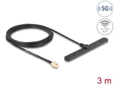 Delock 5G LTE Antenne SMA Stecker 3 dBi omnidirektional starr mit Anschlusskabel RG-174 3 m Klebemontage outdoor schwarz