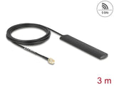 Delock WiFi 5,8 GHz Antenne RP-SMA Stecker 3 dBi omnidirektional mit Anschlusskabel RG-174 3 m schwarz Klebemontage