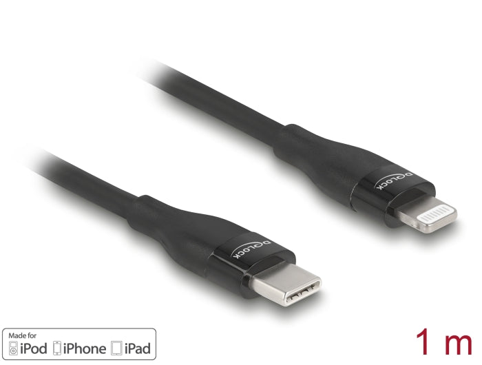 Delock Daten- und Ladekabel USB Type-C™ zu Lightning™ für iPhone™, iPad™ und iPod™ schwarz 1 m MFi