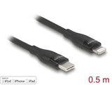 Delock Daten- und Ladekabel USB Type-C™ zu Lightning™ für iPhone™, iPad™ und iPod™ schwarz 0,5 m MFi
