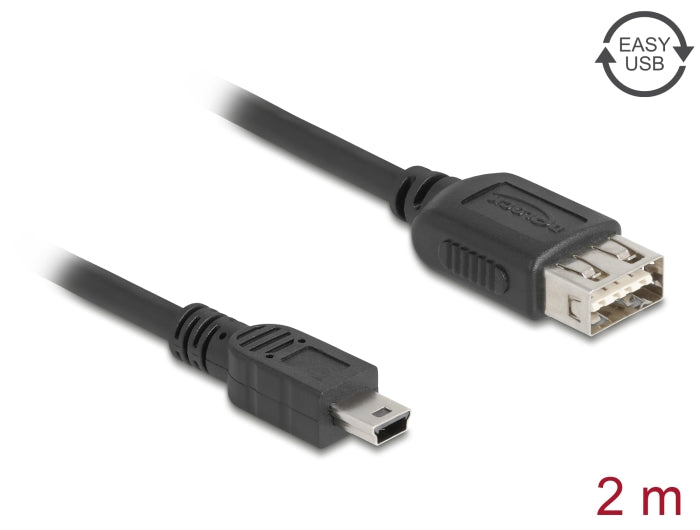 Delock USB 2.0 Kabel USB Typ Mini-B Stecker zu EASY USB Typ-A Buchse 2 m