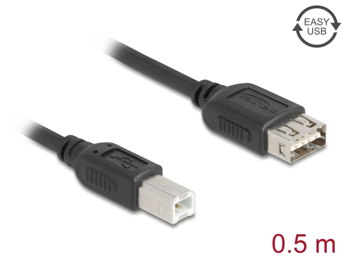 Delock USB 2.0 Kabel USB Typ-B Stecker zu EASY USB Typ-A Buchse 0,5 m