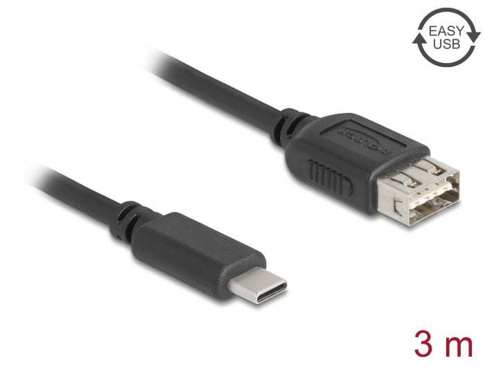 Delock USB 2.0 Kabel USB Type-C™ Stecker zu EASY USB Typ-A Buchse 3 m