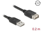 Delock USB 2.0 Verlängerungskabel EASY USB Typ-A Stecker zu EASY USB Typ-A Buchse 0,2 m