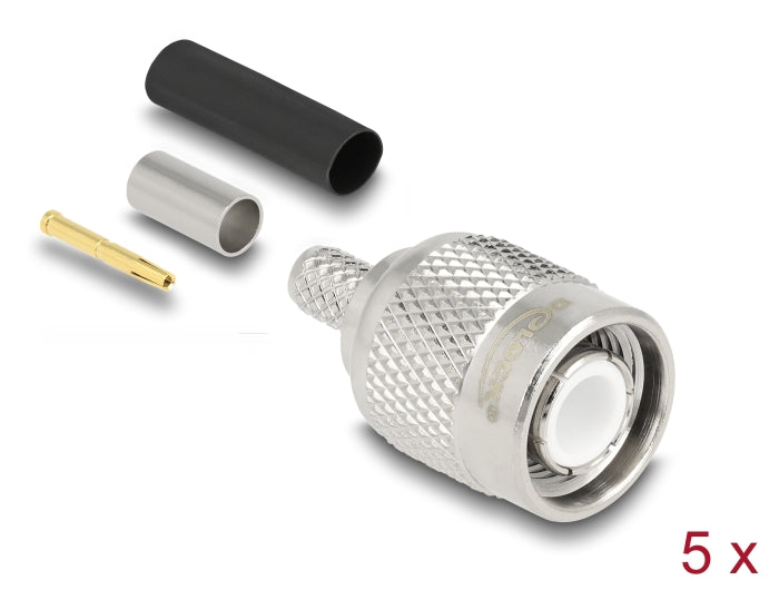 Delock TNC Stecker zum Crimpen LMR 200 mit passendem Schrumpfschlauch - 5 Stück