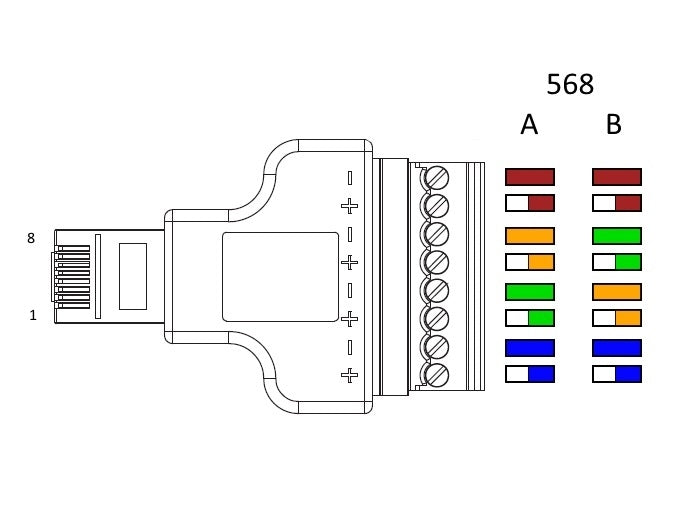 Delock Adapter RJ45 Stecker > Terminalblock 8 Pin 2-teilig 3,81 mm