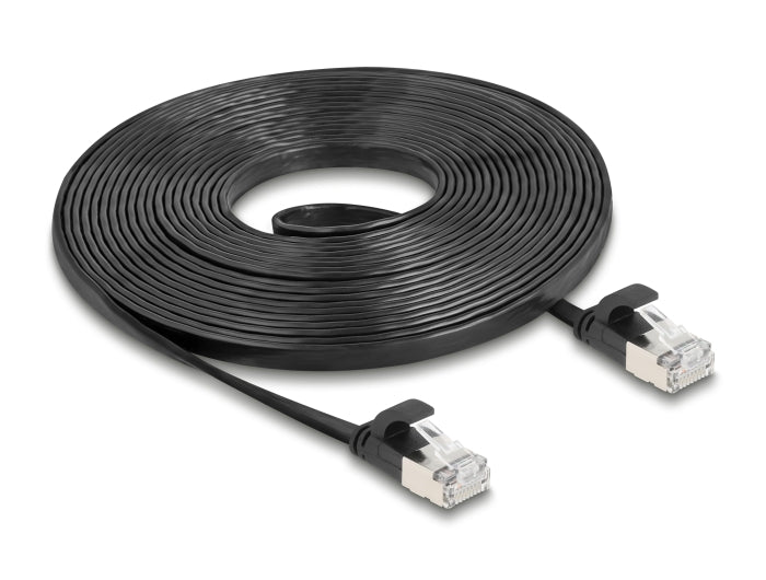 Delock RJ45 Flachband Patchkabel Stecker zu Stecker Cat.6A U/FTP 5 m schwarz