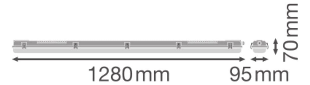 LEDVANCE Anbaugehäuse gr Kst G13 L1280mm DP HOUSING 1200 P 2XLAMP IP65 B95mm
