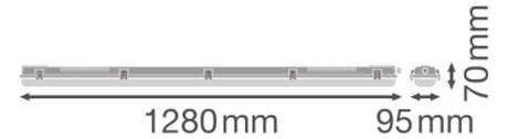 LEDVANCE Anbaugehäuse gr Kst G13 L1280mm DP HOUSING 1200 P 2XLAMP IP65 B95mm