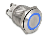 Delock Drucktaster zum Einbau 19 mm 4 x Schraubklemme LED tastend blau