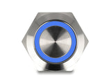 Delock Drucktaster zum Einbau 19 mm 4 x Schraubklemme LED tastend blau