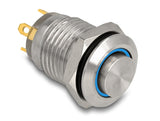 Delock Drucktaster zum Einbau 12 mm 4 x Lötanschluss LED tastend blau