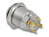 Delock Drucktaster zum Einbau 12 mm 4 x Lötanschluss LED tastend blau
