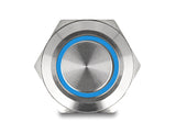 Delock Drucktaster zum Einbau 12 mm 4 x Lötanschluss LED tastend blau