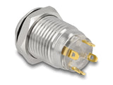 Delock Drucktaster zum Einbau 12 mm 4 x Lötanschluss LED rot Powersymbol tastend