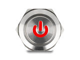 Delock Drucktaster zum Einbau 12 mm 4 x Lötanschluss LED rot Powersymbol tastend