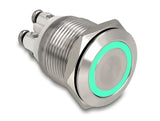 Delock Drucktaster zum Einbau 19 mm 4 x Schraubklemme LED tastend grün
