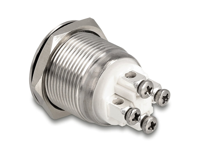 Delock Drucktaster zum Einbau 19 mm 4 x Schraubklemme LED tastend grün