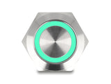 Delock Drucktaster zum Einbau 19 mm 4 x Schraubklemme LED tastend grün