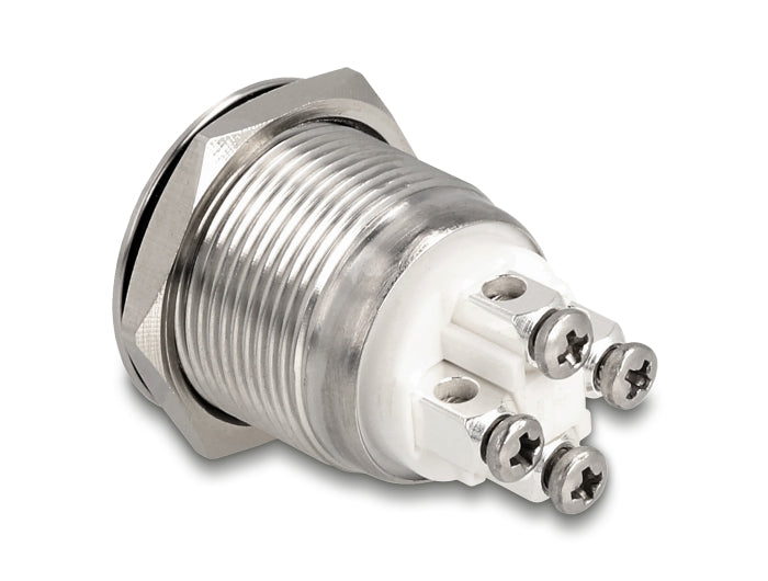Delock Drucktaster zum Einbau 19 mm 4 x Schraubklemme LED tastend gelb