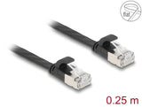 Delock RJ45 Flachband Patchkabel Stecker zu Stecker Cat.6A U/FTP 0,25 m schwarz