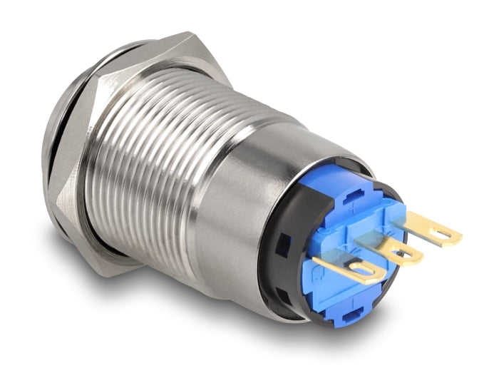 Delock Drucktaster zum Einbau 19 mm 3 x Lötanschluss tastend