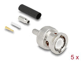Delock BNC Stecker 50 Ohm zum Crimpen RG-174 / RG-316 mit passendem Schrumpfschlauch - 5 Stück