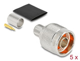 Delock N Stecker zum Crimpen LMR 400 mit passendem Schrumpfschlauch - 5 Stück