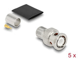 Delock BNC Stecker 50 Ohm zum Crimpen LMR 400 mit passendem Schrumpfschlauch - 5 Stück