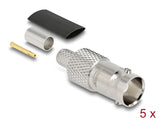 Delock BNC Buchse 75 Ohm zum Crimpen RG-59 mit passendem Schrumpfschlauch - 5 Stück