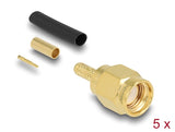 Delock SMA Stecker zum Crimpen RG-174 / RG-316 mit passendem Schrumpfschlauch - 5 Stück