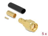 Delock RP-SMA Stecker zum Crimpen LMR200 mit passendem Schrumpfschlauch - 5 Stück