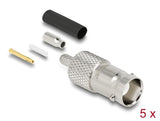 Delock BNC Buchse 50 Ohm zum Crimpen RG-174 / RG-316 mit passendem Schrumpfschlauch - 5 Stück