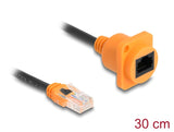 Delock D-Typ RJ45 Kabel Stecker zu Buchse Cat.5e UTP orange / schwarz 30 cm
