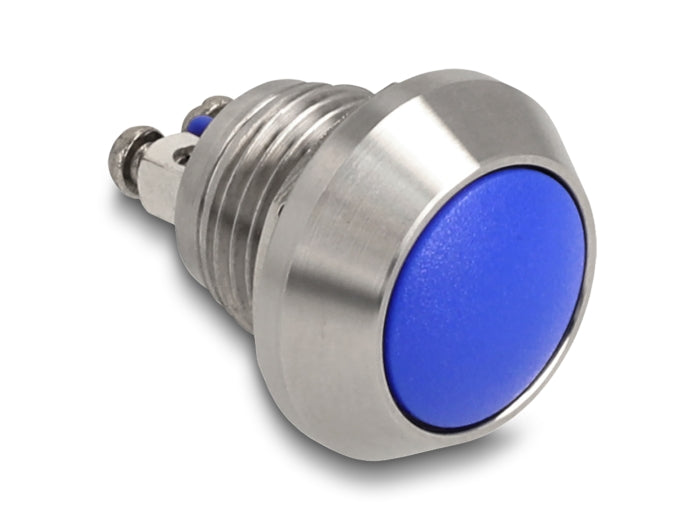 Delock Drucktaster zum Einbau 12 mm 2 x Schraubklemme blau