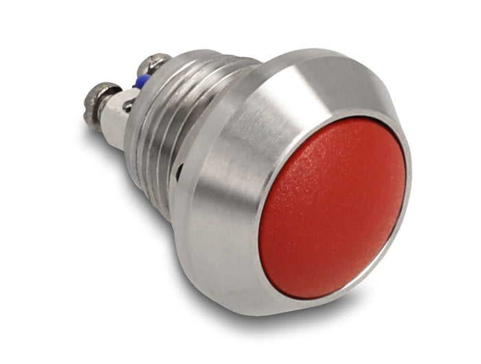 Delock Drucktaster zum Einbau 12 mm 2 x Schraubklemme tastend rot