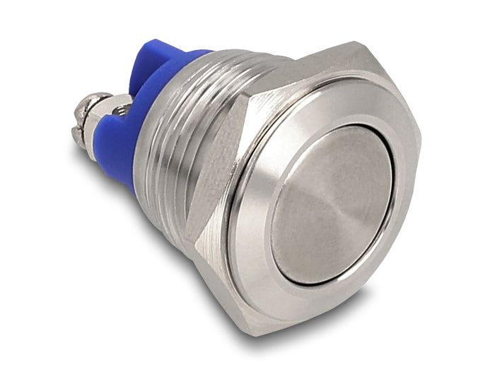 Delock Drucktaster zum Einbau 16 mm 2 x Schraubklemme Taster tastend flach