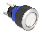 Delock Drucktaster zum Einbau 22 mm 5 x Lötanschluss Taster flach Kunststoff LED weiß