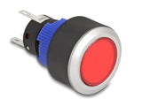 Delock Drucktaster zum Einbau 22 mm 5 x Lötanschluss Taster flach Plastik LED rot